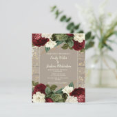 Wedding Rustic  Burgundy Ivory Floral Kaart (Staand voorkant)