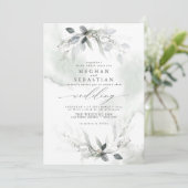 Wedding Rustic Waterverf Greenery Dusty Green Kaart (Staand voorkant)