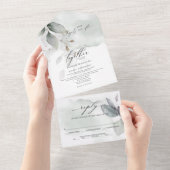 Wedding Sage Green Foliage All In One Uitnodiging (Afscheurbaar)