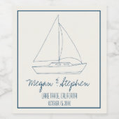 Wedding Sailboat Wijn Etiket (Enkel label)