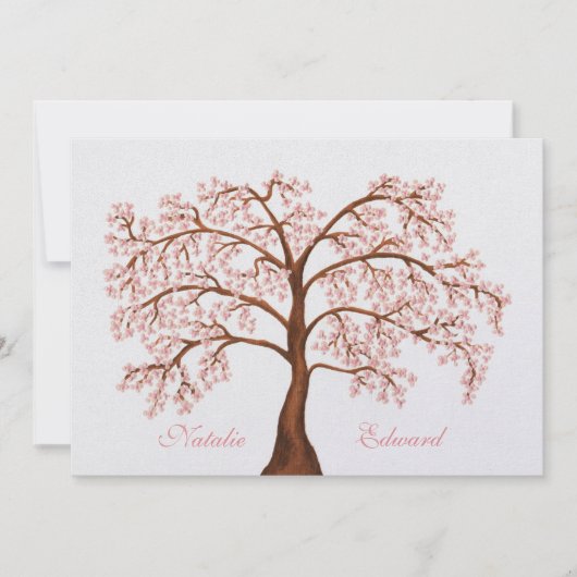 Wedding Sakura Cherry Blossom Tree Invitations Kaart (Voorkant)