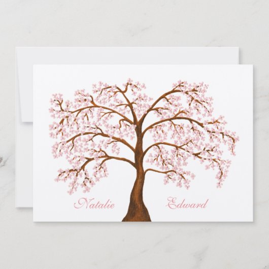 Wedding Sakura Cherry Blossom Tree Invitations Kaart (Voorkant)