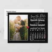 Wedding Save the Date August 2020 Calendar Photo Uitnodiging Briefkaart (Voorkant / Achterkant)