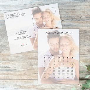 Wedding Save the Date Calendar 6 Row Photo Aankondigingskaart