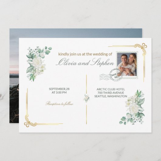 wedding save the date engagement invite (Devant / Derrière)