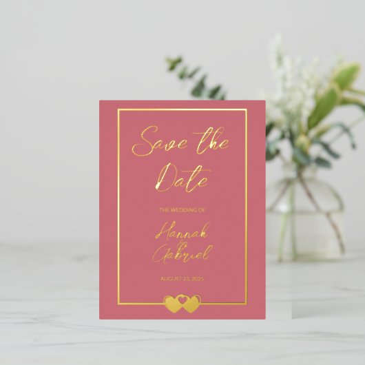Wedding Save the Date Folie Invitation Briefkaart (Staand Voorkant)