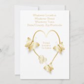 Wedding Save The Date Gold Colour Heart Butterfly (Dos)