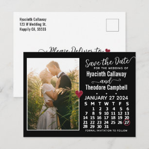 Wedding Save the Date January 2024 Calendar Photo Uitnodiging Briefkaart