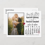 Wedding Save the Date Juli 2019 Calendar Photo Uitnodiging Briefkaart (Voorkant / Achterkant)