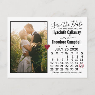 Wedding Save the Date Juli 2020 Calendar Photo Uitnodiging Briefkaart