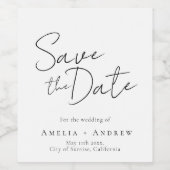 Wedding Save the Date Minimalist Wijn Etiket (Enkel label)
