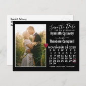 Wedding Save the Date November 2020 Calendar Photo Uitnodiging Briefkaart (Voorkant / Achterkant)