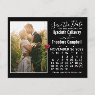 Wedding Save the Date November 2022 Calendar Photo Uitnodiging Briefkaart