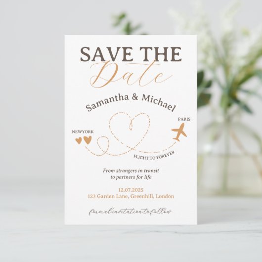 Wedding Save the Date travel flight plane (Debout devant)