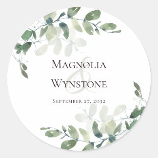 Wedding Seal Eucalyptus Greenery Ronde Sticker