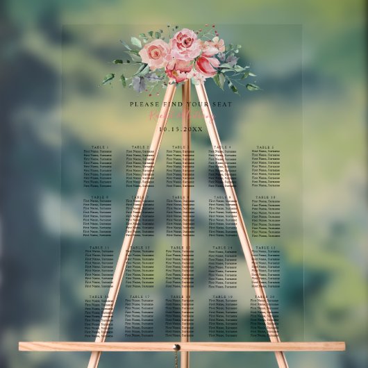 Wedding Seating Chart Floral Romantic Blush Garden (Neutre)