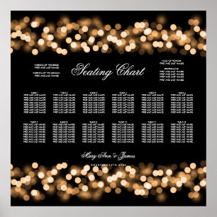 Wedding Seating Chart Gold Hollywood Glam Poster