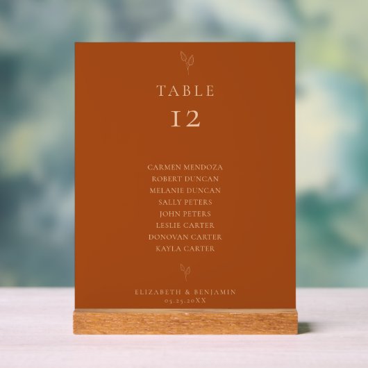 Wedding Seating Chart Table Terracotta Minimal (Neutre)