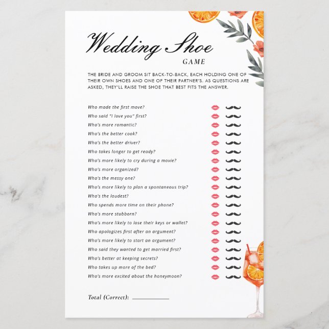 Wedding Shoe Game Aperol Spritz Vrijgezellenfeest (Voorkant)