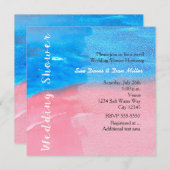 WEDDING SHOWER Aquarelle Bleu & Rose Invitation (Devant / Derrière)