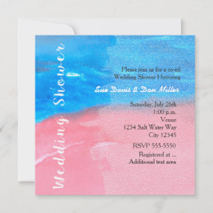 WEDDING SHOWER Aquarelle Bleu & Rose Invitation