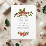 Wedding shower de Noël Floral Holly Invitation<br><div class="desc">Fleurs rouges vintages,  saintes et baies invitations wedding showers de noël conçus pour être rapidement et facilement customisés à vos spécificités d'événement.</div>