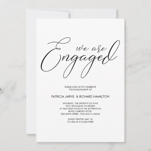 Wedding Shower Engagement Party Script Lettering Kaart (Voorkant)