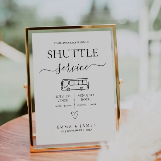 Wedding Shuttle Service Sign DIY Wedding Bus tijde Kaart