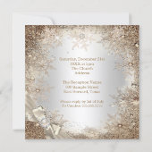 Wedding Silver Beige Cream Pearl Bow Snowflake 2 Kaart (Achterkant)