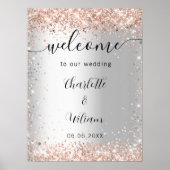 Wedding Silver roos Gold names script welkomstwoor Poster (Voorkant)