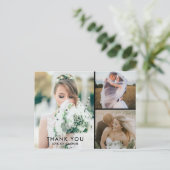 Wedding Simple 3 Photo Collage Dank u Briefkaart (Staand voorkant)