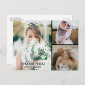 Wedding Simple 3 Photo Collage Dank u Briefkaart (Voorkant / Achterkant)