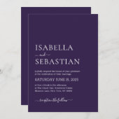 Wedding Simple Deep Violet Kaart (Voorkant / Achterkant)