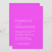 Wedding Simple Fuchsia Kaart (Voorkant / Achterkant)