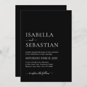 Wedding Simple Modern Black Kaart (Voorkant / Achterkant)