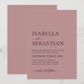 Wedding Simple Modern Dusty Rose Soft Elegant Kaart (Voorkant / Achterkant)