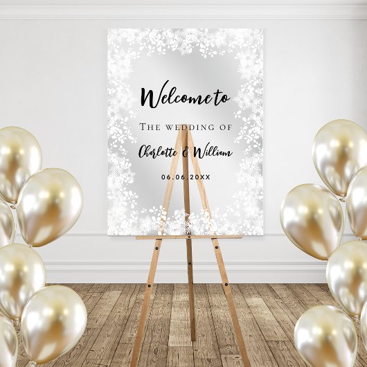 Wedding snowflakes winter welcome clear sign