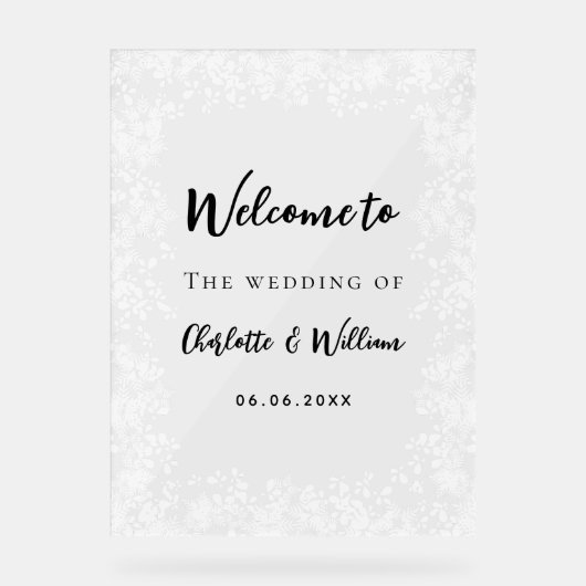 Wedding snowflakes winter welcome clear sign acryl bord (Voorkant)