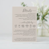 Wedding Soft Beige Details Informatiekaartje (Staand voorkant)