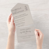 Wedding Soft Beige Kindly Reply invite All In One Uitnodiging (Afscheurbaar)