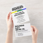 Wedding Sounds Gay Fun Rainbow Pride All In One Uitnodiging (Afscheurbaar)