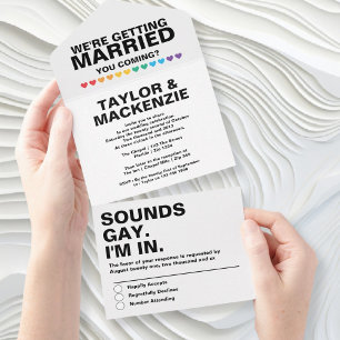 Wedding Sounds Gay Fun Rainbow Pride All In One Uitnodiging