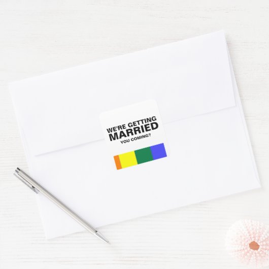 Wedding Sounds Gay Fun Rainbow Pride Vierkante Sticker (Envelop)