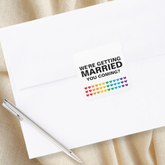 Wedding Sounds Gay Rainbow Heart Pride Vierkante Sticker