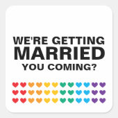 Wedding Sounds Gay Rainbow Heart Pride Vierkante Sticker (Voorkant)