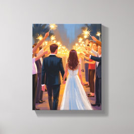 Wedding Sparklers | Marriage Celebration Painted Canvas Afdruk