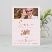 Wedding Spring Floral Pink Foto Folie Uitnodiging (Staand Voorkant)