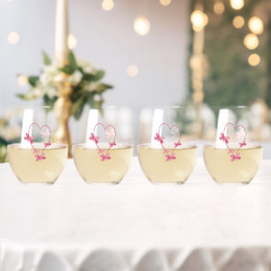 Wedding Stemless Wine Glasses Roze Hart Wijnglas Zonder Voet