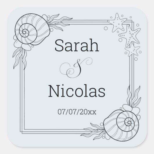 Wedding stickers personalized beachy (Devant)