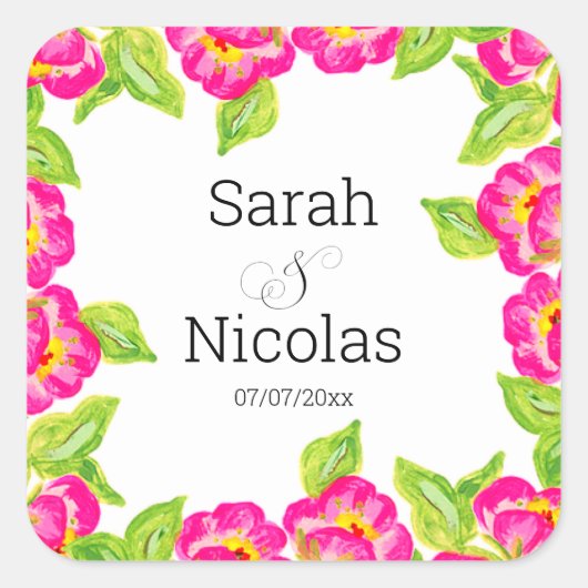 Wedding stickers personalized floral (Devant)